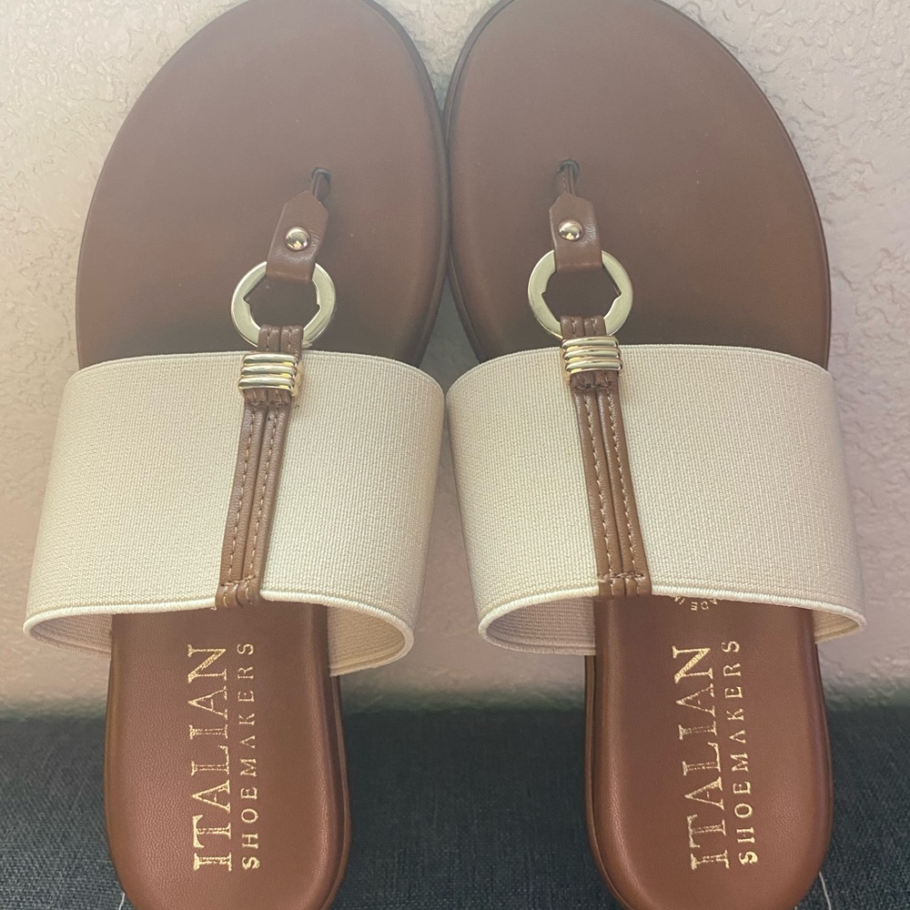 Italian Shoemakers Brown and Cream Sandals